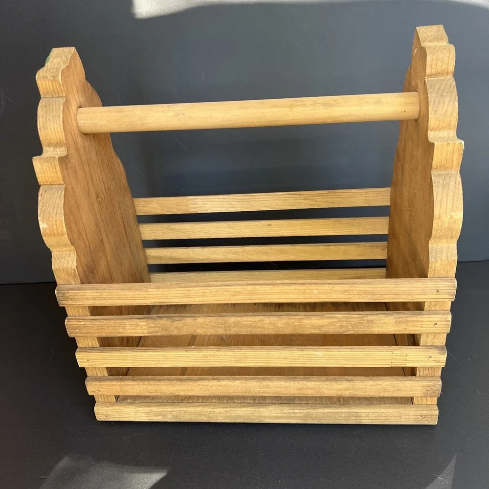 VTG Wooden Apple Crate Basket 11